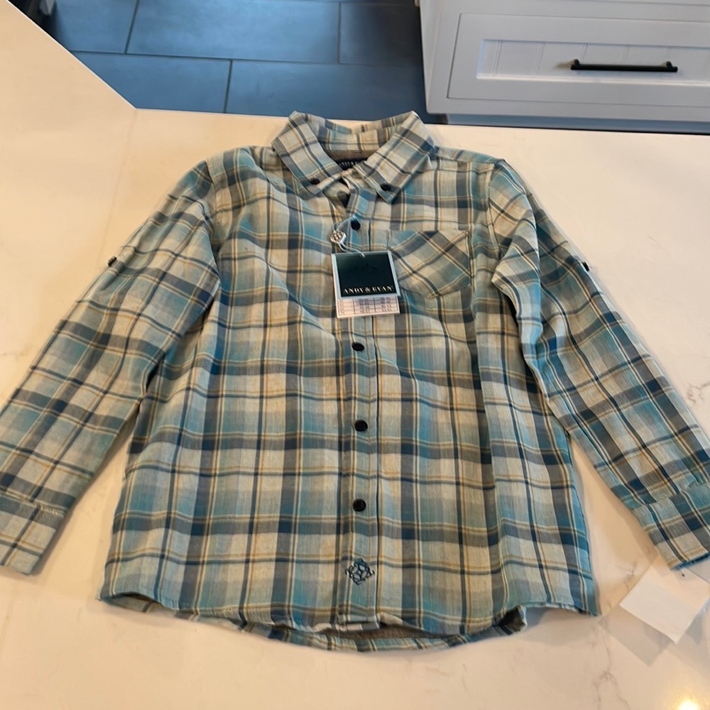NWT Boys size 7 Andy and Evan Long Sleeve Button Up Cotton shirt